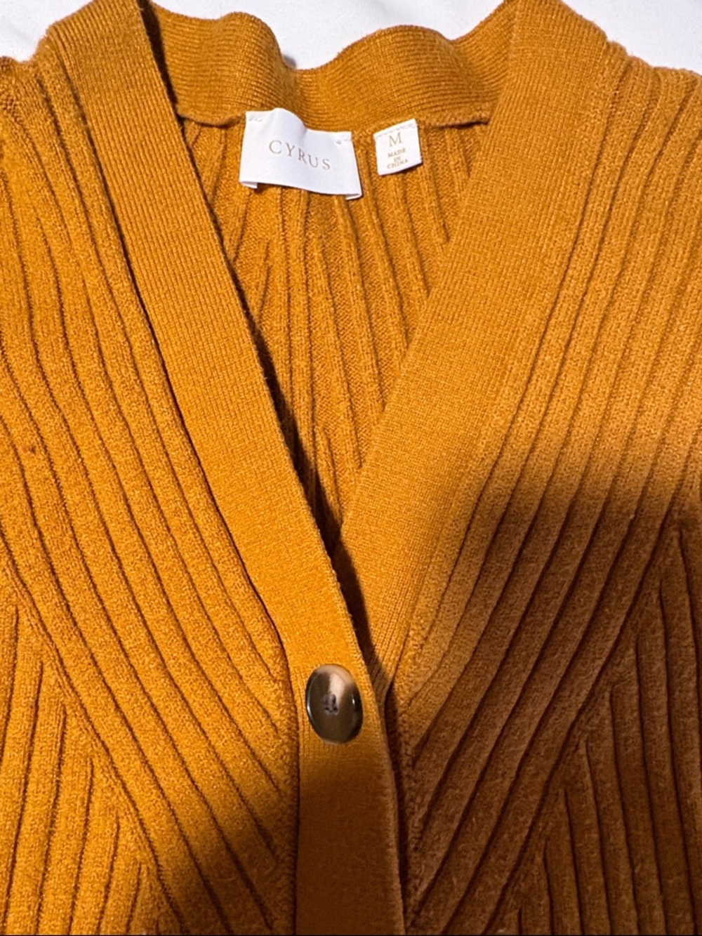 Cyrus Ribbed Button-Front Cardigan - Mustard - Picture 3 of 5